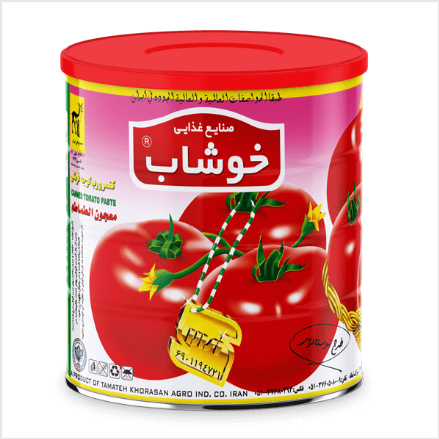 رب گوجه فرنگی خوشاب در بسته بندی قوطی وزن 800 گرم
